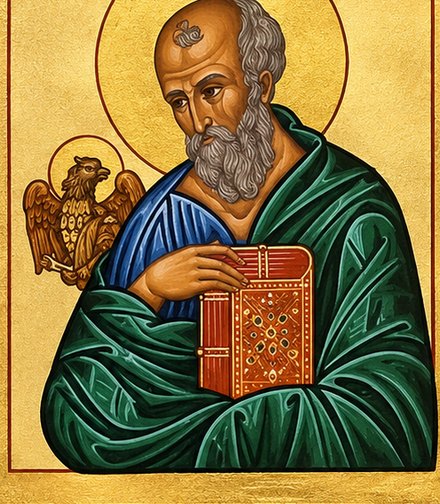 Ícone de São João com a águia, seu símbolo