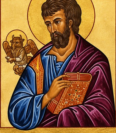 Ícone de São Lucas com o touro, seu símbolo